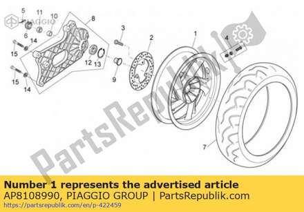 Achterwiel zilver AP8108990 Piaggio Group