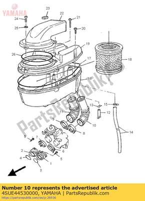 Joint, air cleaner 4SUE44530000 Yamaha