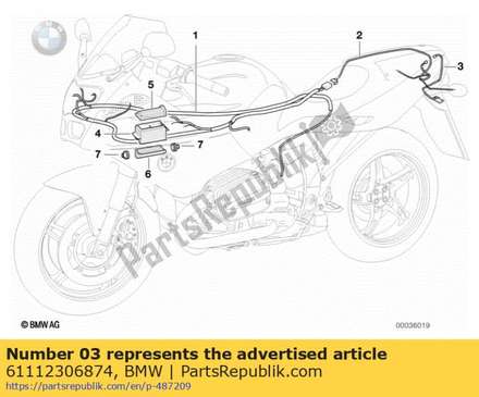 Cable registration plate lamp (to 09/2000) 61112306874 BMW