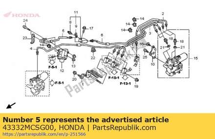 Pipe comp. b, second brake master cylinder 43332MCSG00 Honda