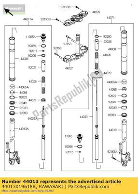 Pipe-fork inner,rh,f.s.b zr800 44013019618R Kawasaki