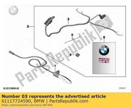 Tail part wiring harness 61117724590 BMW