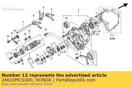 Spindle comp., gearshift 24610MCS000 Honda
