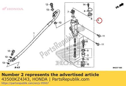 Cylinder assy., rr. brake master (nissin) 43500KZ4J43 Honda