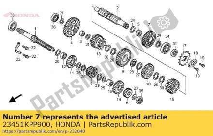 Gear, countershaft second 23451KPP900 Honda