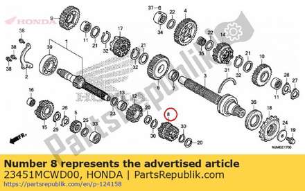 Gear, mainshaft third & fourth (19t/24t) 23451MCWD00 Honda