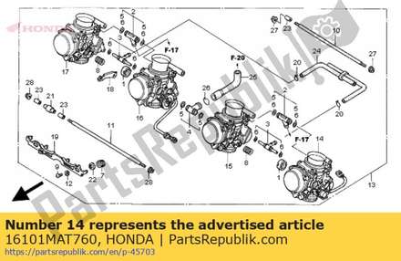 Carburateur montage # 16101MAT760 Honda