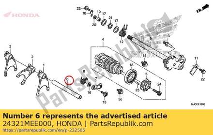 Shaft, gearshift fork 24321MEE000 Honda