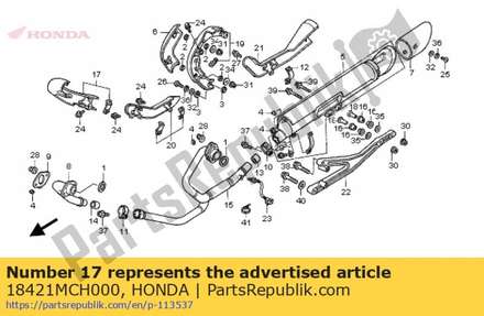 Cover, fr. ex. pipe 18421MCH000 Honda