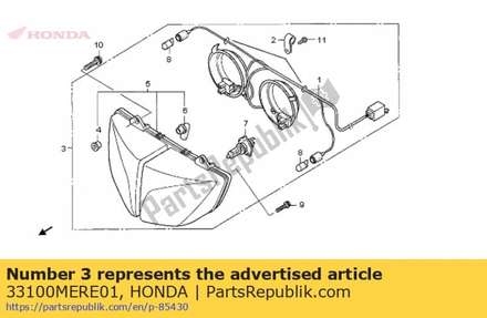 Headlight assy. (12v 55w) 33100MERE01 Honda