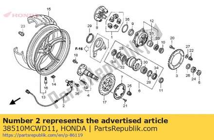 Sensor, rr. wheel speed 38510MCWD11 Honda