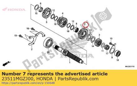Gear, mainshaft sixth (23t) 23511MGZJ00 Honda