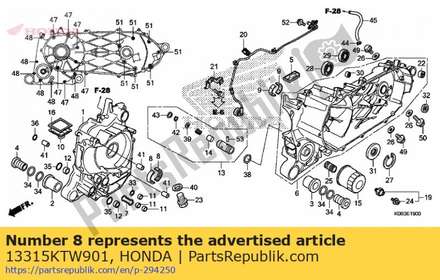 Bearing d, crankshaft r. 13315KTW901 Honda