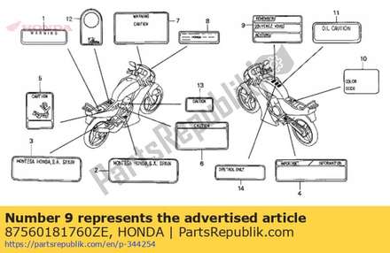 Mark, drive caution *typeb * (typeb ) 87560181760ZE Honda