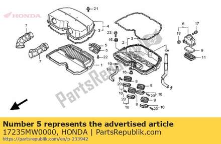 Duct, air cleaner inner 17235MW0000 Honda