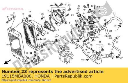 Hose, radiator lower 19115MBA000 Honda