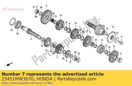 Gear, mainshaft third & fourth (22t/25t) 23451MW3670 Honda
