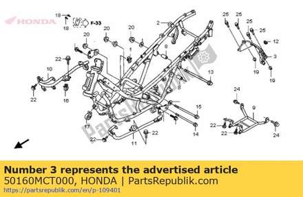 Frame, rr. 50160MCT000 Honda