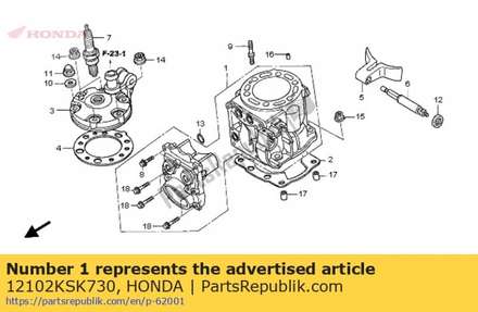 Cylinder assy. b 12102KSK730 Honda