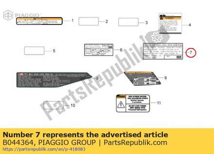 Geluidsemissie sticker B044364 Piaggio Group