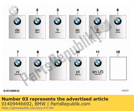 Owner's handbook - fr (from 03/2019) (to 08/2019) 01409446692 BMW