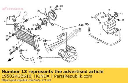 Hose, radiator lower 19502KGB610 Honda