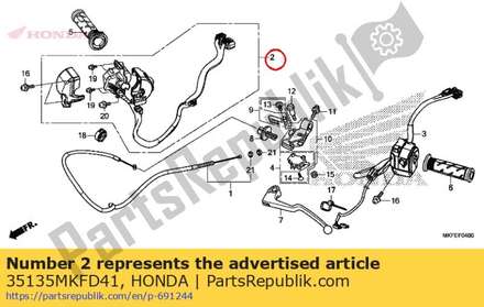 Schakeleenheid, starter & motorstop 35135MKFD41 Honda