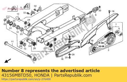 Guide a, rr. brake hose 43156MBTD50 Honda