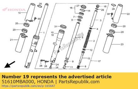 Cover comp., r. fr. fork top 51610MBA000 Honda