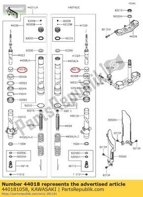 Piston-fork kx80-t2 440181058 Kawasaki