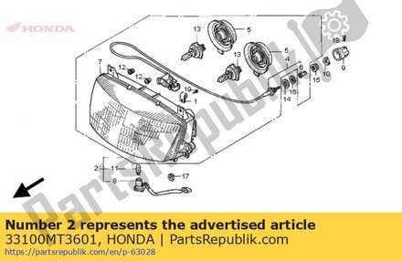 Headlight assy. (12v 60/55w) 33100MT3601 Honda