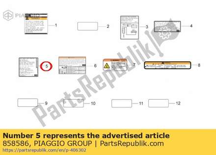 Sticker voor emissiebeperking 858586 Piaggio Group