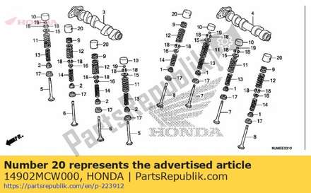 Lifter b, valve(2.72) 14902MCW000 Honda