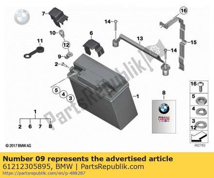 Extension-angle piece for battery 61212305895 BMW