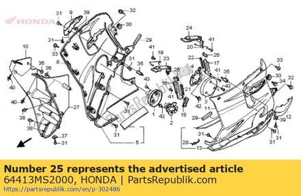 Rubber b, r. middle cowl separate 64413MS2000 Honda