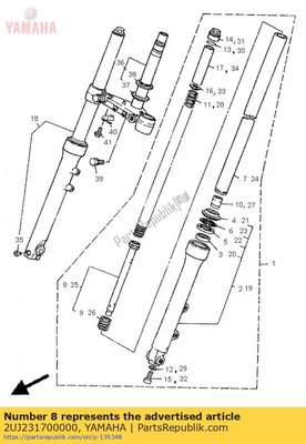 Cylinder comp., front fork 2UJ231700000 Yamaha