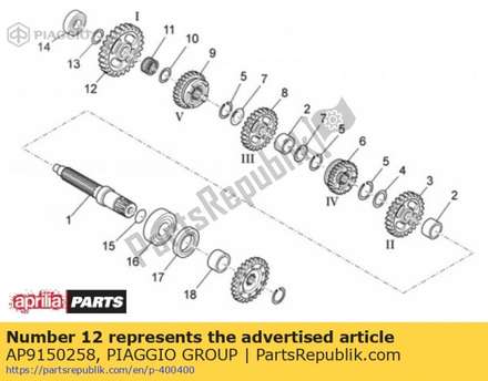 Engranaje de la primera rueda z = 30 AP9150258 Piaggio Group