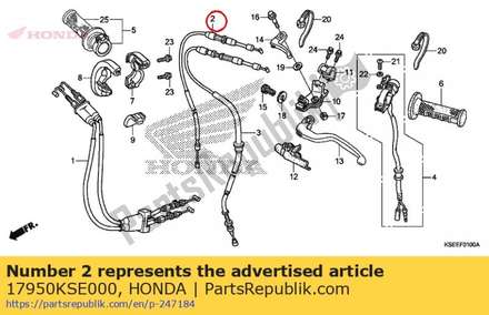Cable comp., hot starter 17950KSE000 Honda