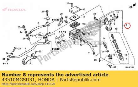 Cylinder sub assy., rr. master 43510MGSD31 Honda