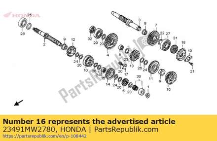 Gear, countershaft fifth (20t) 23491MW2780 Honda