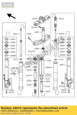 Pipe-fork inner,rh,f.bla kle65 44013006521 Kawasaki