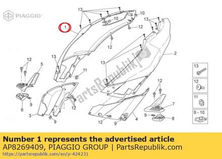 Rh side panel. red AP8269409 Piaggio Group
