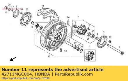 Tire,rr(dun) 42711MGC004 Honda