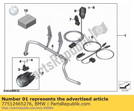 Set led auxiliary headlight - sales packaging 77512465276 BMW