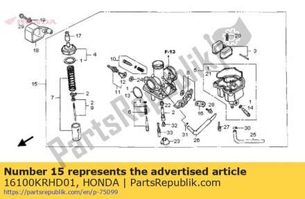 Carburetor assy. (pdn4a a 16100KRHD01 Honda