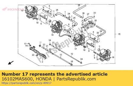 Carburateur montage # 16102MAS600 Honda