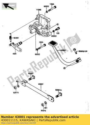 Lever-brake,pedal 430011115 Kawasaki