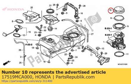 Cover, fuel pump 17519MCA000 Honda