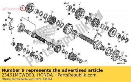 Gear, countershaft third(30t) 23461MCWD00 Honda