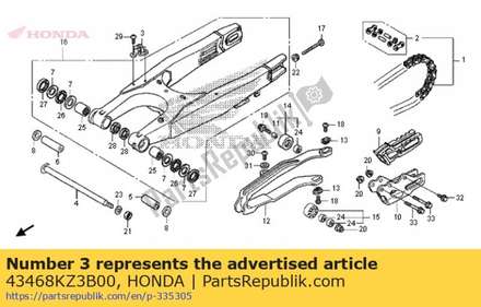 Guide, rr. brake hose 43468KZ3B00 Honda